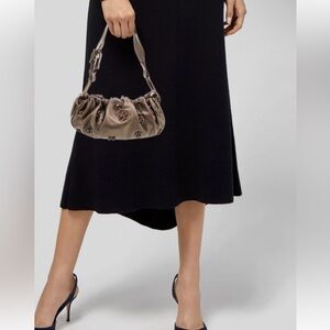 Mini Stuart‎ Weitzman Beige Leather Purse with Jewel Accent | Evening Bag |